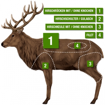 Hirsch Rücken ohne Knochen Übersicht