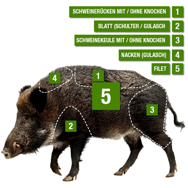 Wildschweinfilet am Stück Übersicht